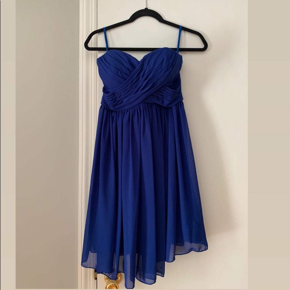 Blue strapless Bridesmaid Dress